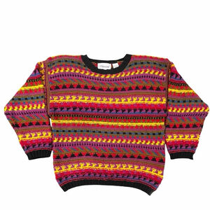 Vintage Silvercord Women M Sweater Long Sleeve Crew Neck Pullover Shoulder Pads